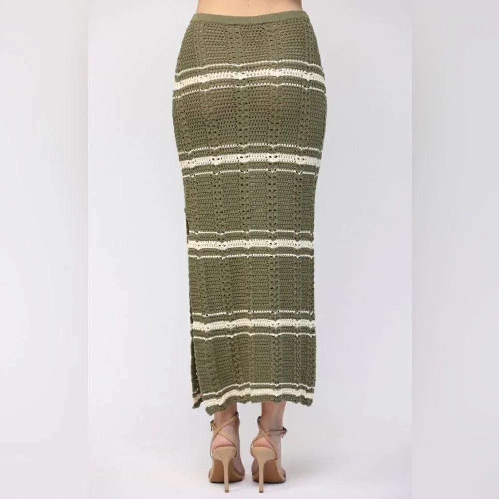 038. Crochet Tank & Skirt Set- Olive/Cream